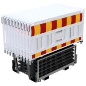 SET | with 20 panel fence | and 21 base plates | on twin pallet | without lamp adapter | with red/yellow foil, type RA1/A | type ob barrier NOX white